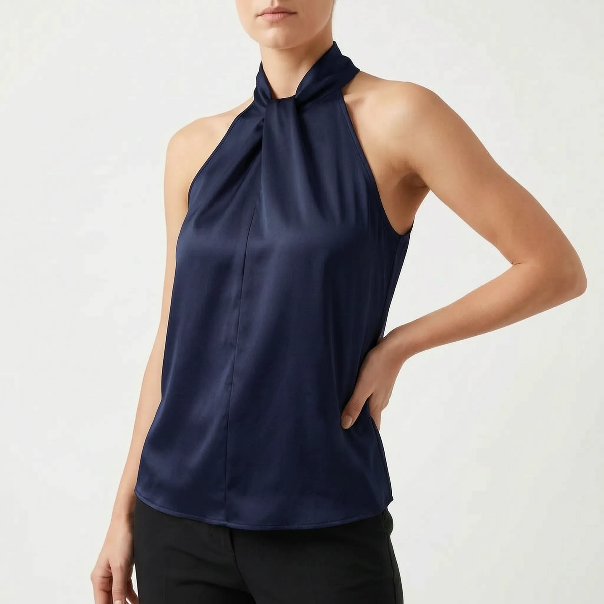 Elegra  - Smooth High-Neck Halter Top Evening Dinner Events