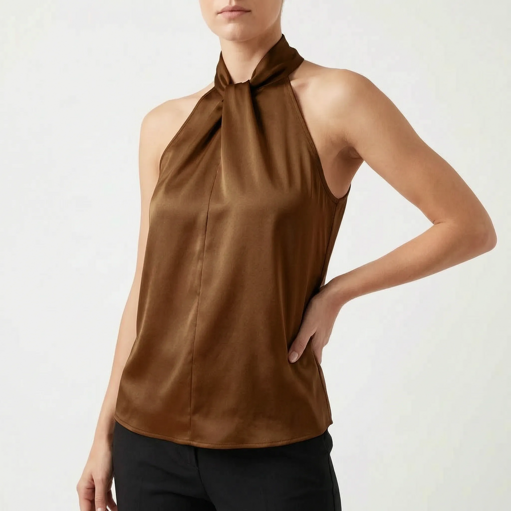 Elegra  - Smooth High-Neck Halter Top Evening Dinner Events