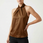 Elegra  - Smooth High-Neck Halter Top Evening Dinner Events