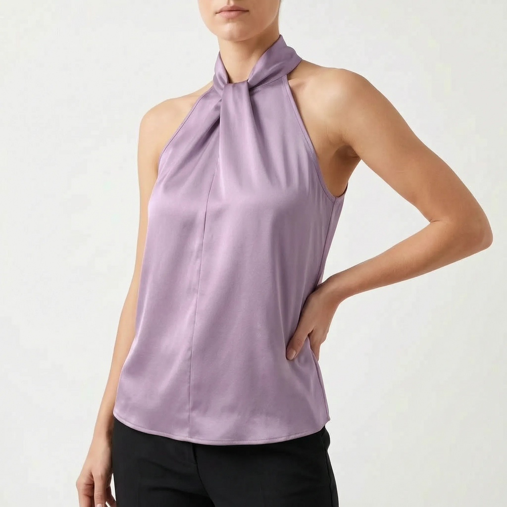 Elegra  - Smooth High-Neck Halter Top Evening Dinner Events