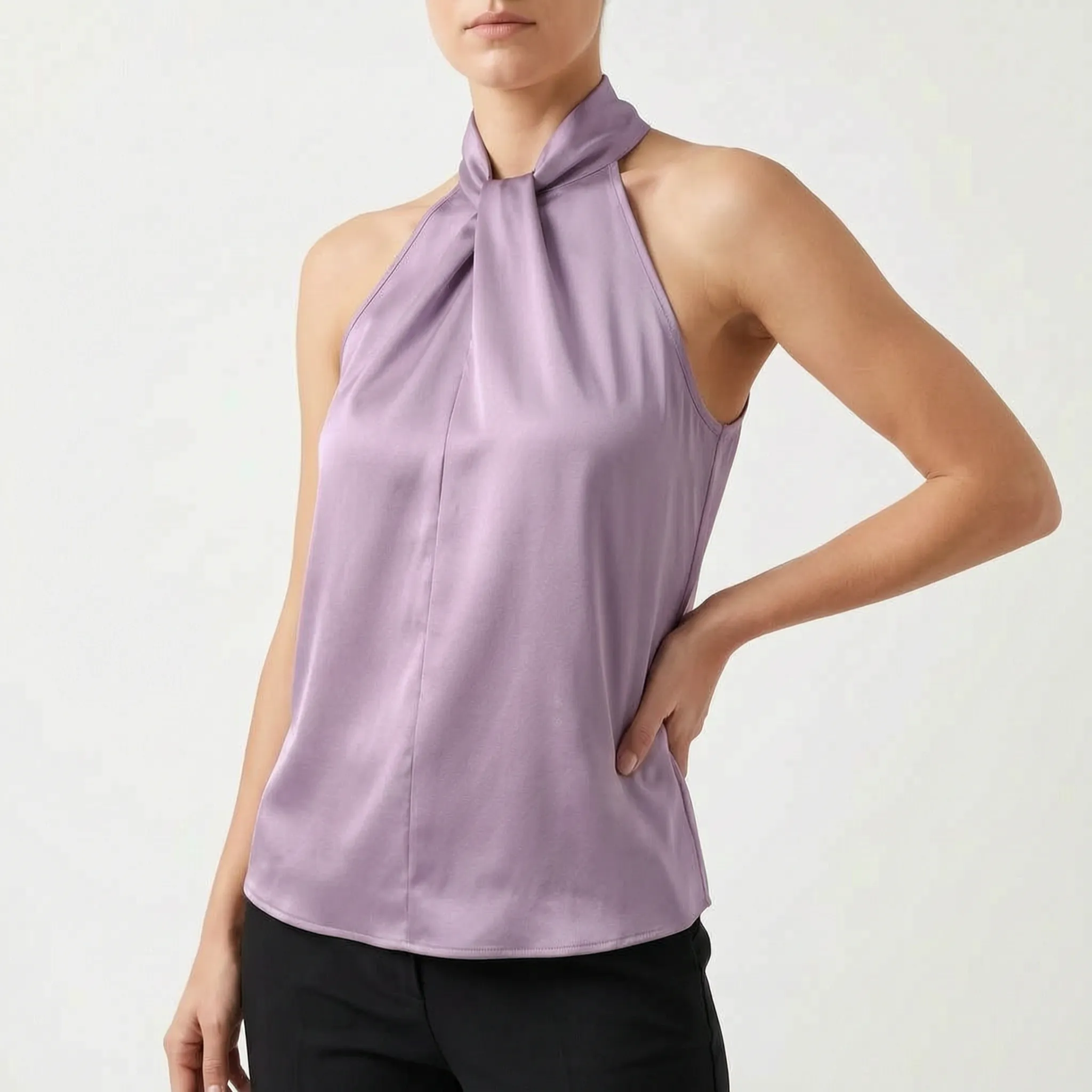 Elegra  - Smooth High-Neck Halter Top Evening Dinner Events