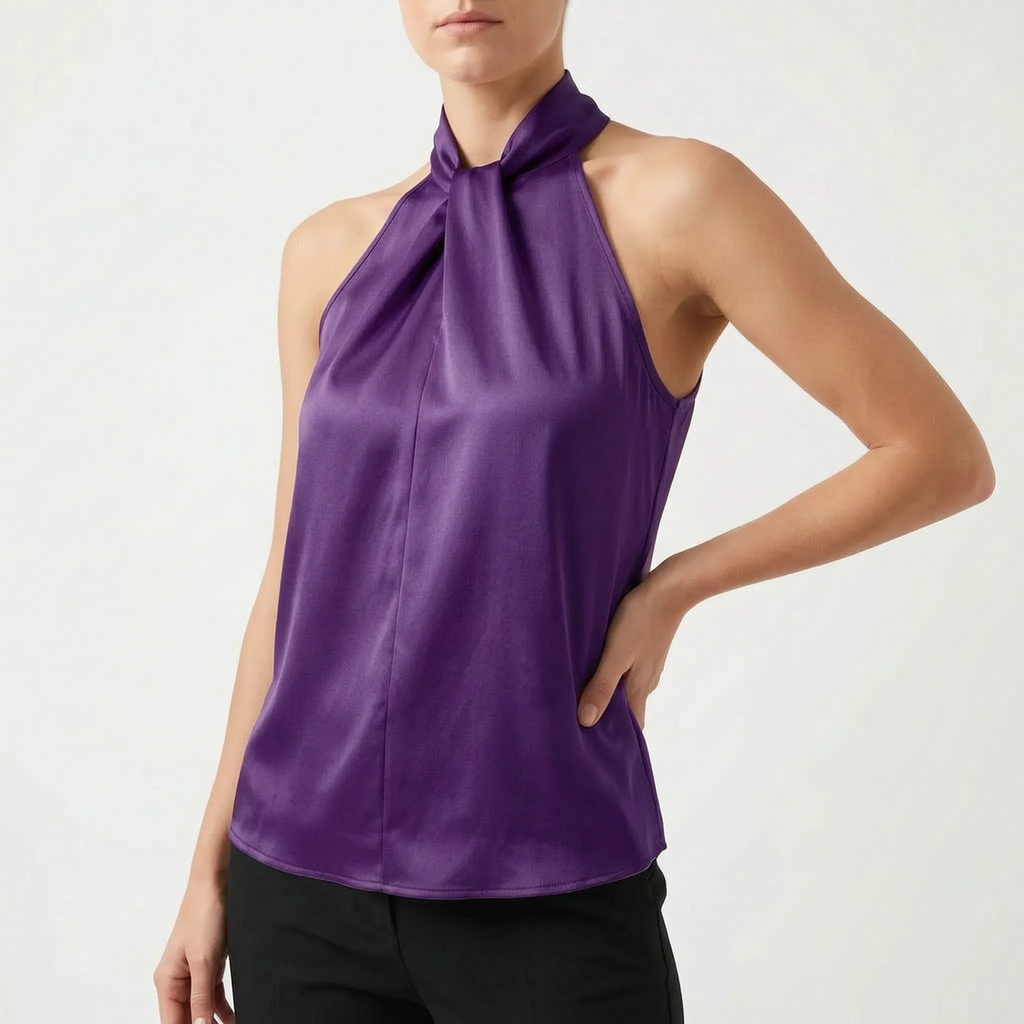 Elegra  - Smooth High-Neck Halter Top Evening Dinner Events