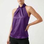 Elegra  - Smooth High-Neck Halter Top Evening Dinner Events