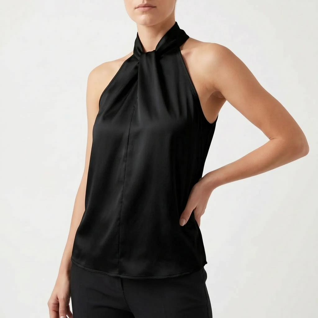 Elegra  - Smooth High-Neck Halter Top Evening Dinner Events