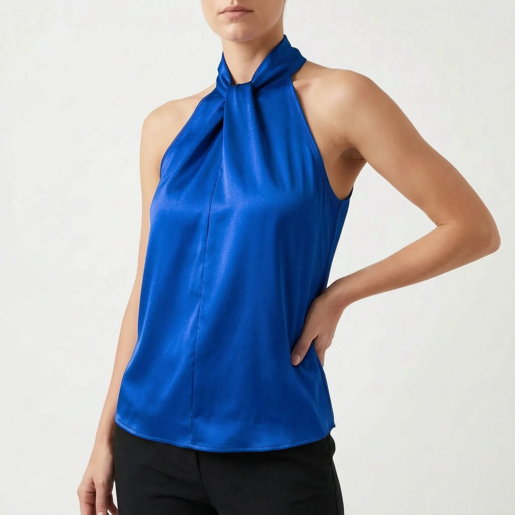 Elegra  - Smooth High-Neck Halter Top Evening Dinner Events