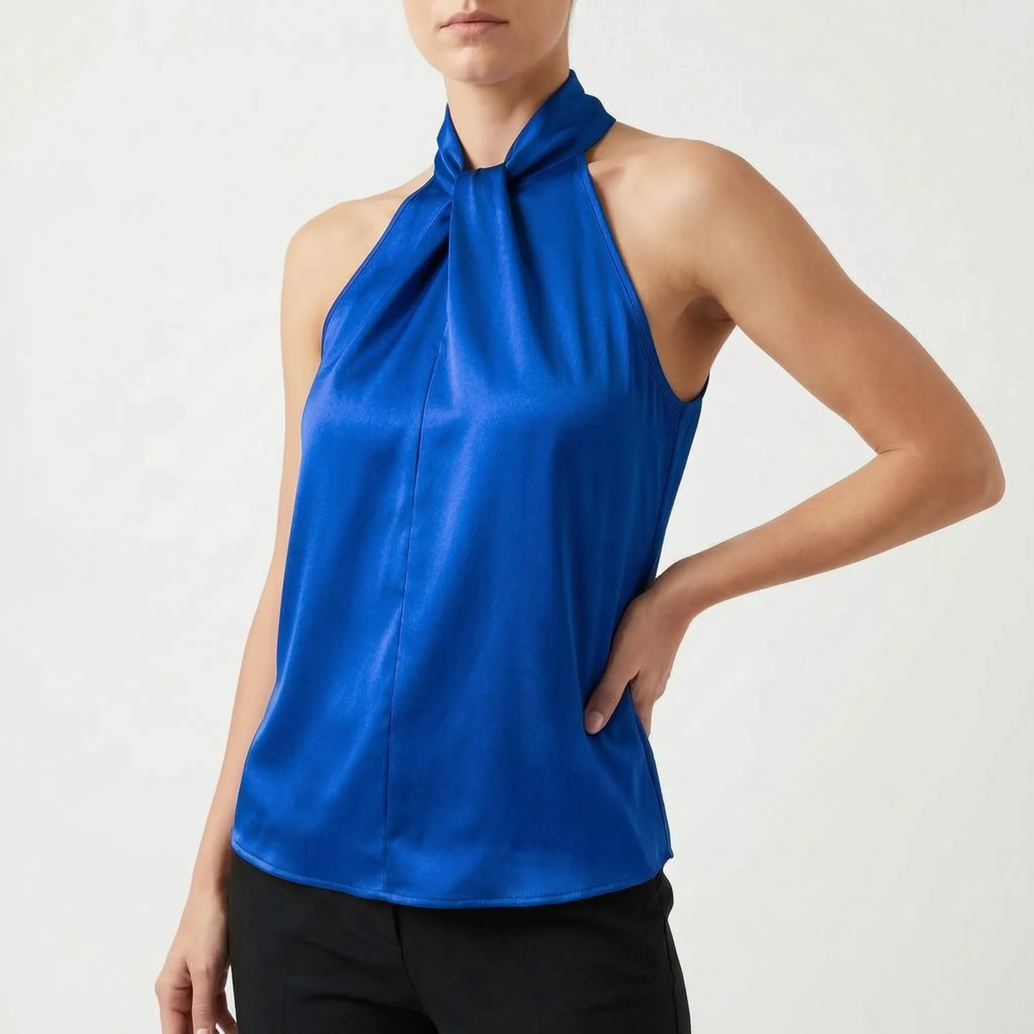 Elegra  - Smooth High-Neck Halter Top Evening Dinner Events