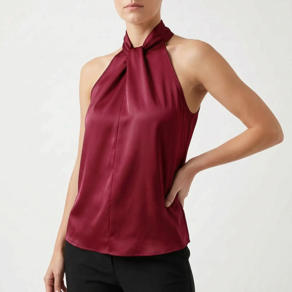 Elegra  - Smooth High-Neck Halter Top Evening Dinner Events