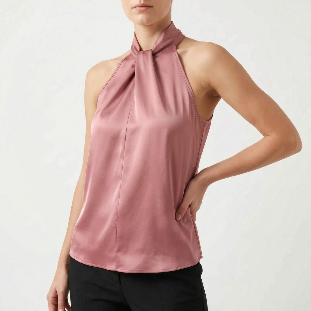 Elegra  - Smooth High-Neck Halter Top Evening Dinner Events