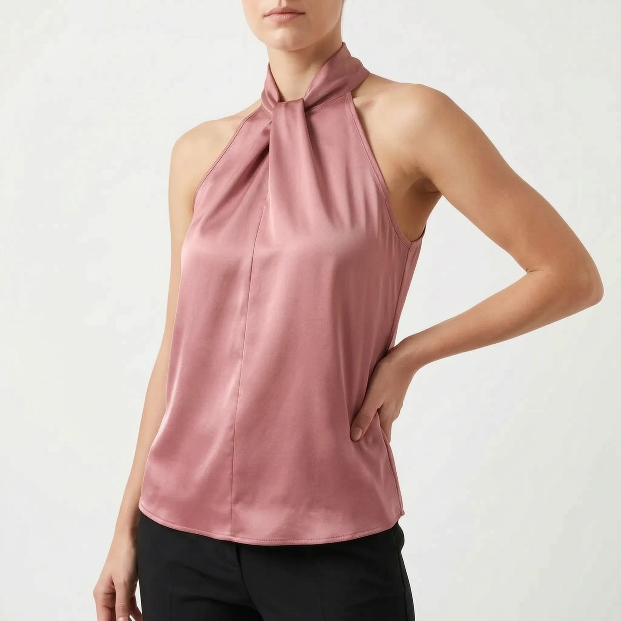 Elegra  - Smooth High-Neck Halter Top Evening Dinner Events