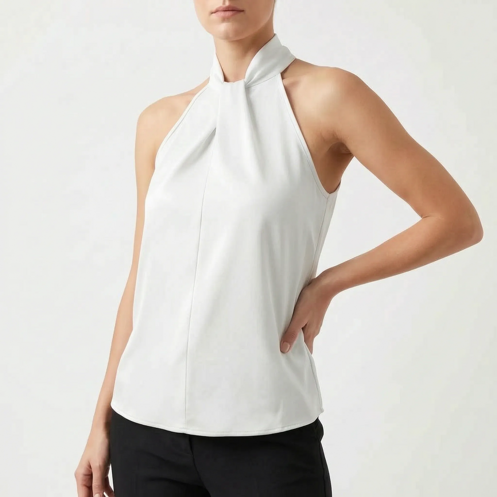 Elegra  - Smooth High-Neck Halter Top Evening Dinner Events