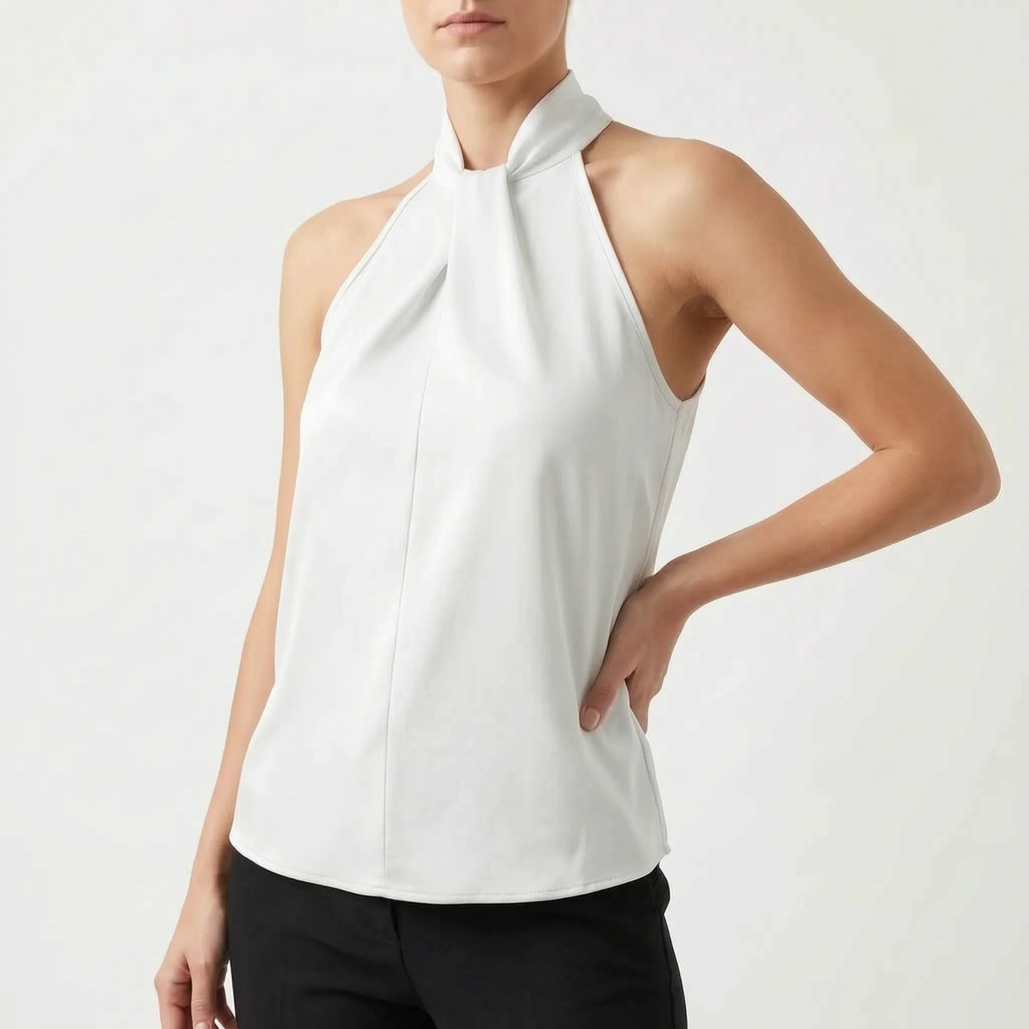 Elegra  - Smooth High-Neck Halter Top Evening Dinner Events