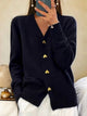 Women's V-neck cardigan with heart buttons and front pockets