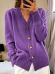 Women's V-neck cardigan with heart buttons and front pockets