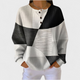 Women's colour-block jumper with crew neckline, button placket and long sleeves