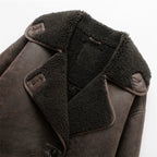 Women's relaxed jacket with wide shearling-style collar
