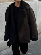 Women's relaxed jacket with wide shearling-style collar