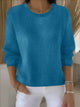Women's crew neck knitted sweater with long sleeves and ribbed trims
