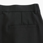 High-waist pleated straight-leg trousers with belt loops