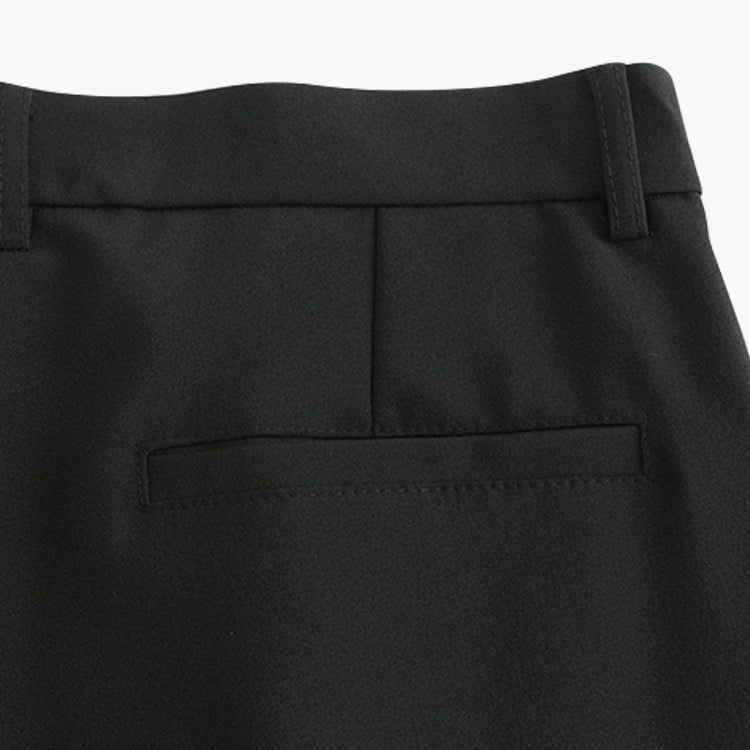 High-waist pleated straight-leg trousers with belt loops