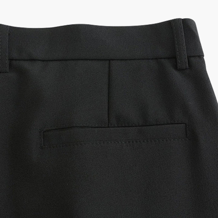 High-waist pleated straight-leg trousers with belt loops