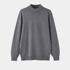 Plain mock neck sweater with long sleeves and ribbed trims