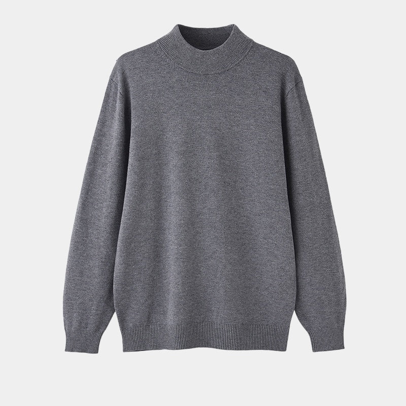 Plain mock neck sweater with long sleeves and ribbed trims
