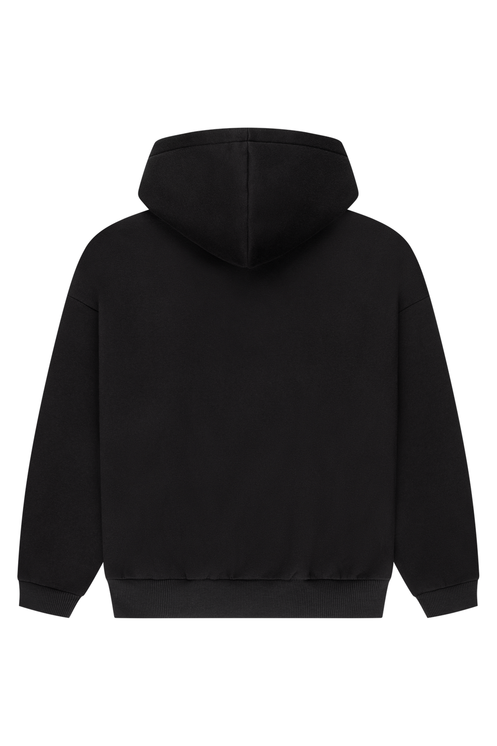 Women's black zip-up hoodie with hood, pink logo and front pouch pocket