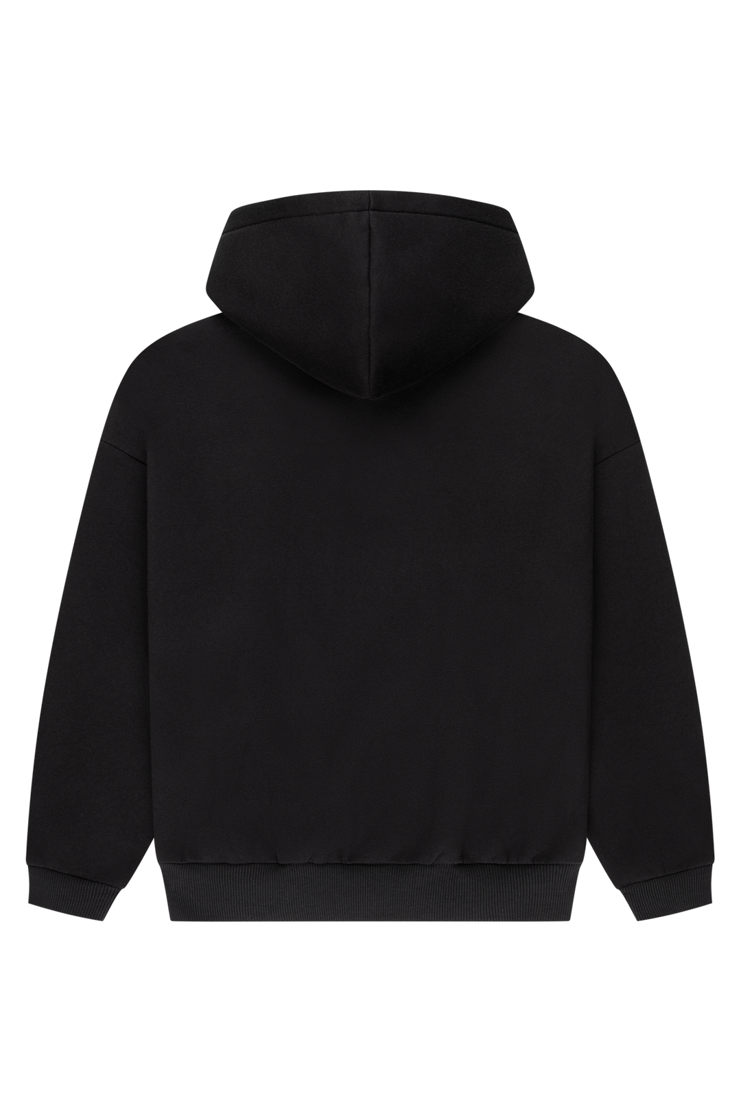 Women's black zip-up hoodie with hood, pink logo and front pouch pocket