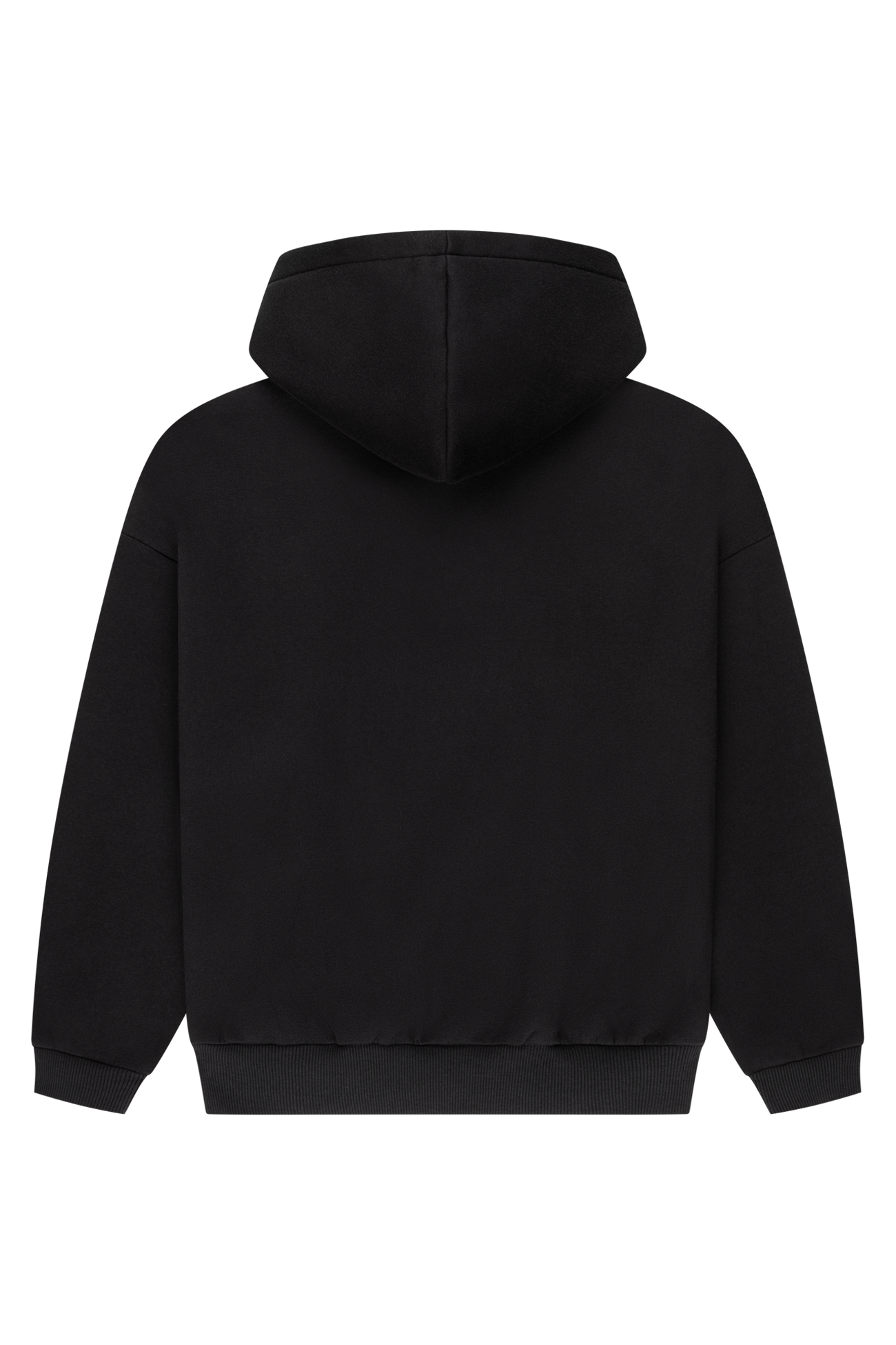 Women's black zip-up hoodie with hood, pink logo and front pouch pocket