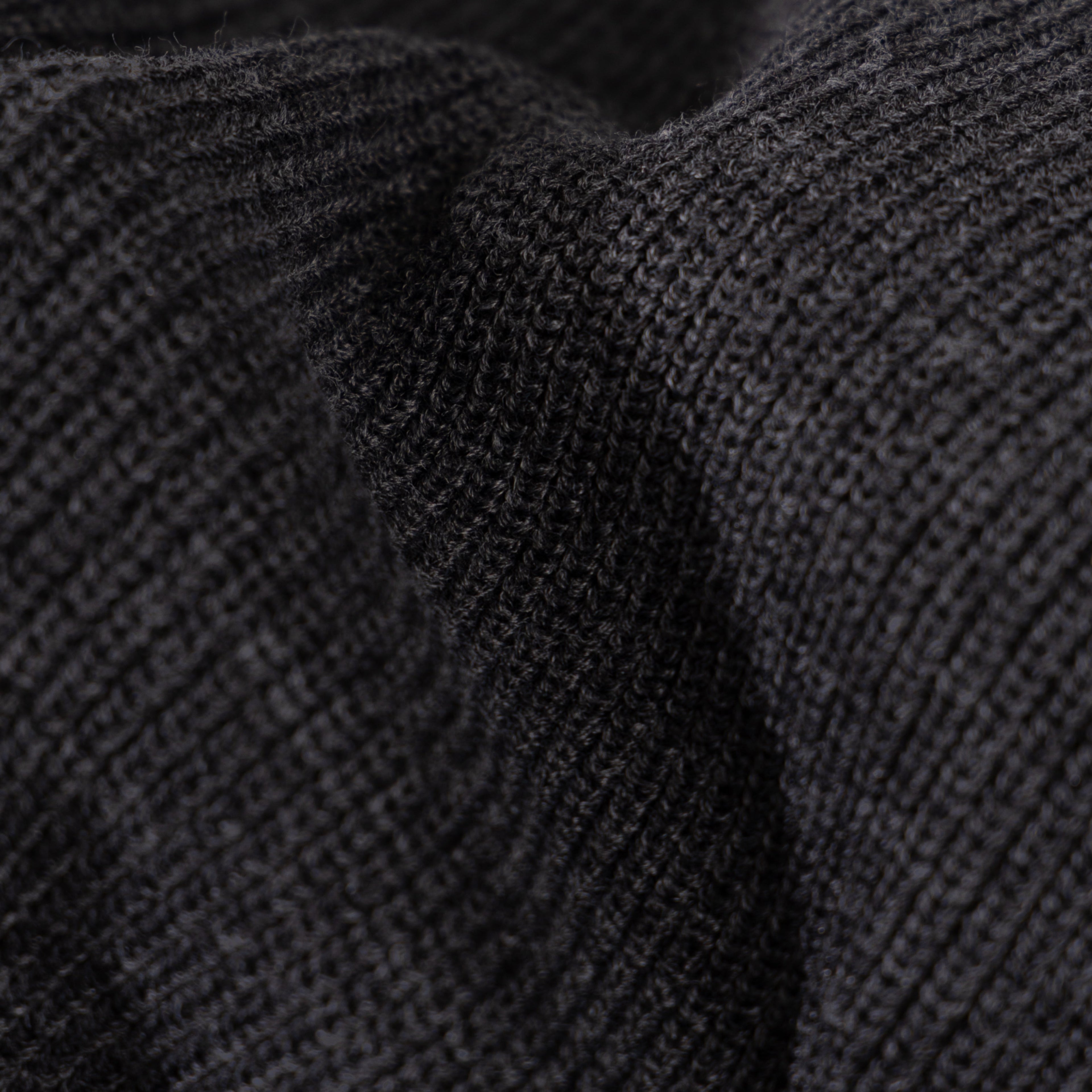 Men's charcoal ribbed quarter-zip sweater with mock neck
