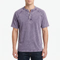 Faderly  - Vintage Washed Short Sleeve Henley Shirt Everyday Casual Wear