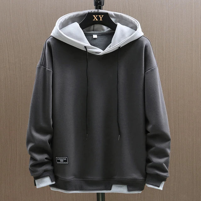 Men's relaxed hooded sweatshirt with drawstrings and long sleeves