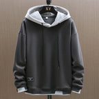 Men's relaxed hooded sweatshirt with drawstrings and long sleeves