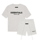 Men's crew-neck T-shirt and matching above-knee shorts set with printed wording