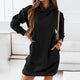 Women's oversized hooded sweatshirt dress with kangaroo pocket