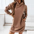 Women's oversized hooded sweatshirt dress with kangaroo pocket
