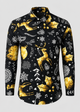 Men's Christmas Print Shirt with Stand Collar