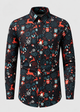 Men's Christmas Print Shirt with Stand Collar