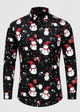 Men's Christmas Print Shirt with Stand Collar