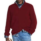 Men's textured quarter-zip sweater with mock neck and long sleeves