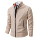 Men's textured zip-up sweater with mock neck and side pockets