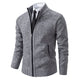 Men's textured zip-up sweater with mock neck and side pockets