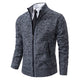 Men's textured zip-up sweater with mock neck and side pockets