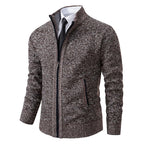 Men's textured zip-up sweater with mock neck and side pockets