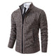 Men's textured zip-up sweater with mock neck and side pockets