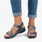 Flexara  - Elasticated Cross Strap Wedge Sandals Everyday Walking