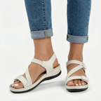 Flexara  - Elasticated Cross Strap Wedge Sandals Everyday Walking