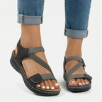 Flexara  - Elasticated Cross Strap Wedge Sandals Everyday Walking