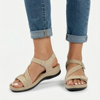 Flexara  - Elasticated Cross Strap Wedge Sandals Everyday Walking