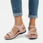 Flexara  - Elasticated Cross Strap Wedge Sandals Everyday Walking